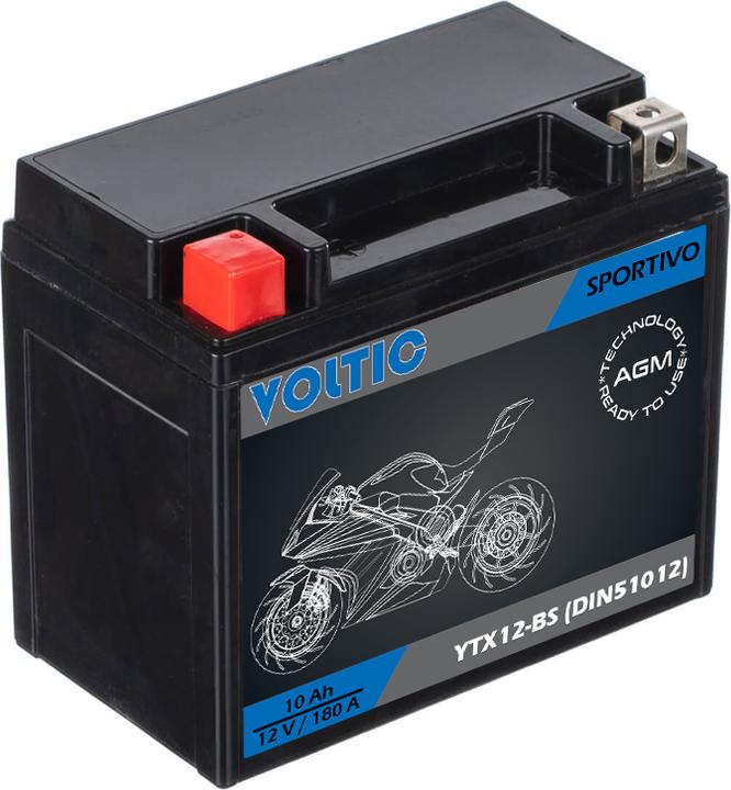 Voltic Sportivo AGM YTX12-BS Motorradbatterie (12 V, 10 Ah, 180 A)