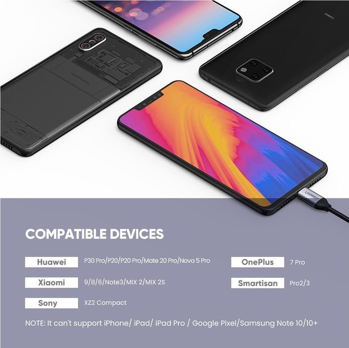 Immagine prodotto Ugreen Adattatore da USB-C a 3.5mm Audio + Jack USB-C (USB tipo C, Presa da 3,5 mm, USB tipo C)