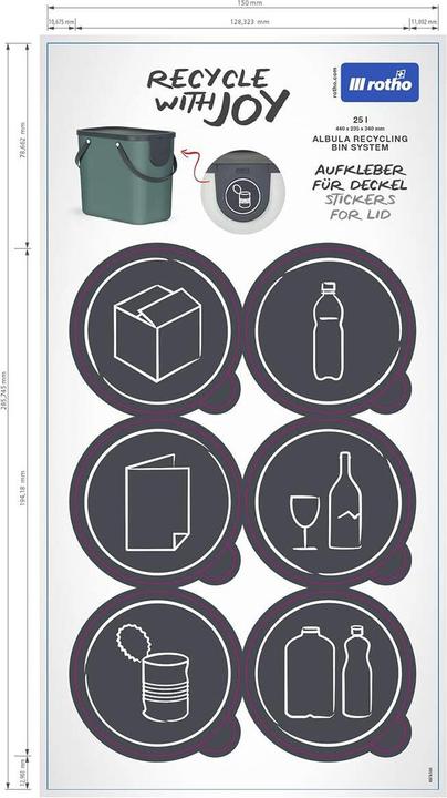 Produktbild Rotho Mülleimer ALBULINO, 25L, weiss sp. (25 l)