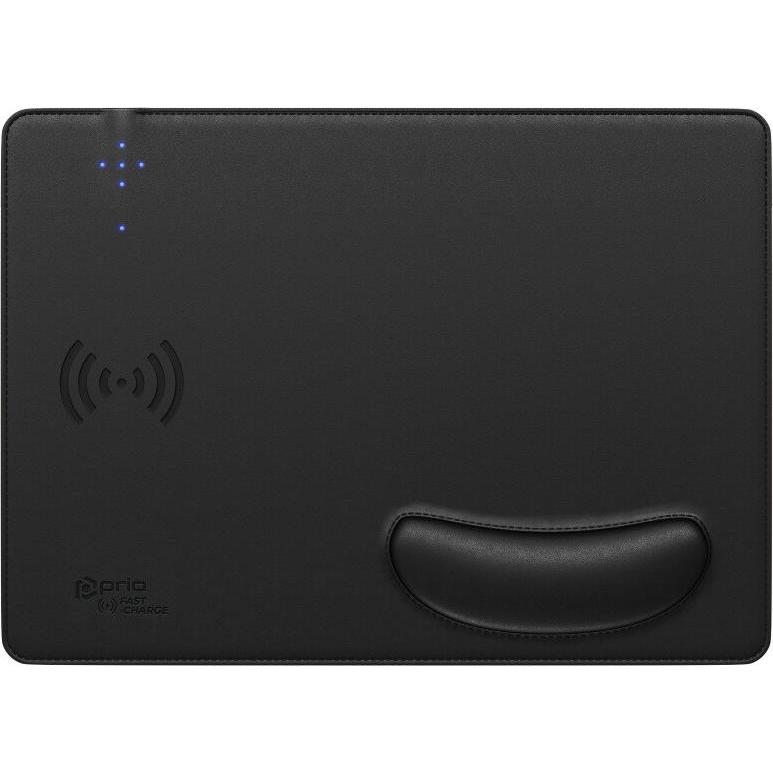 prio Fast Wireless Charging Mouse Pad 15W (USB C) black, Mausmatte, Schwarz