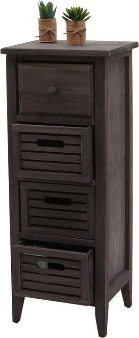 Mendler Commode T18, Armoire à tiroirs, 4 tiroirs, 74x30x25cm Shabby-Look Vintage - gris-brun (74 x 30 x 25 cm)