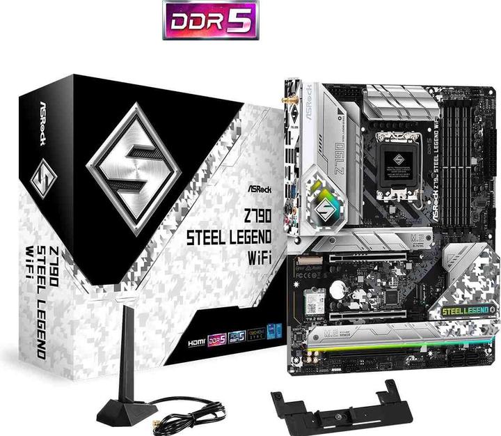 Actual product image AsRock Z790 STEEL LEGEND WIFI ATX Intel DDR5 So.1700 retail (LGA 1700, Intel Z790, ATX)