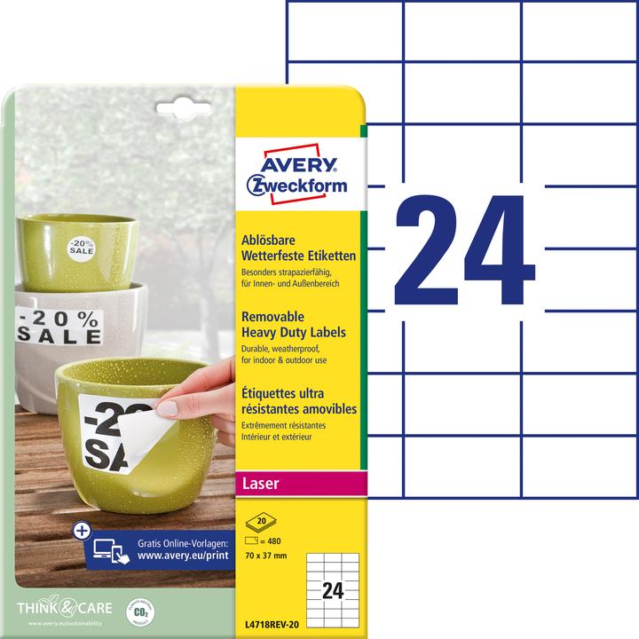Produktbild Avery Wetterfeste Etiketten, ablösbar