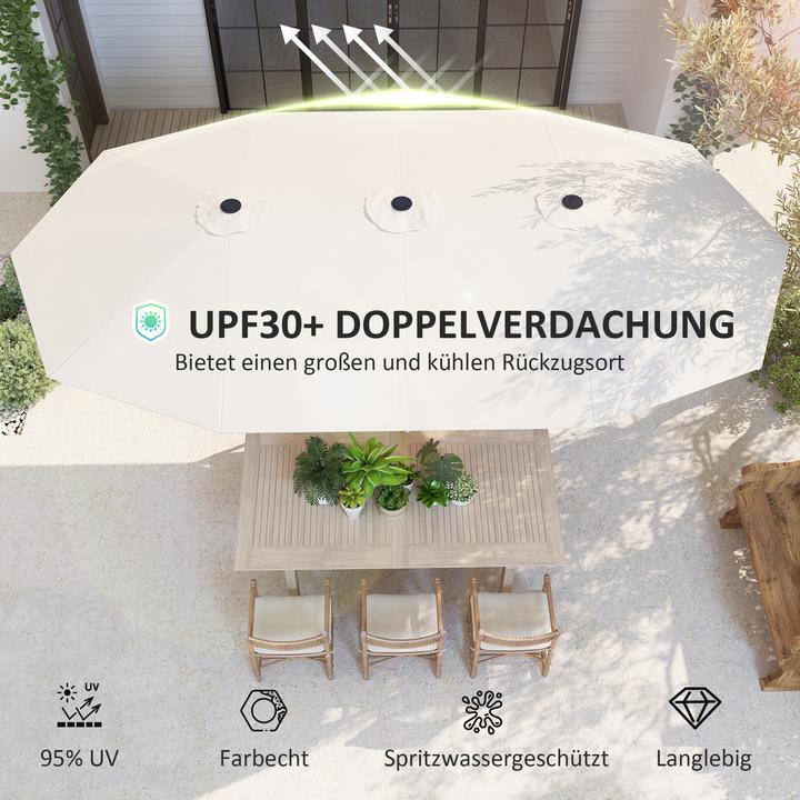 Produktbild Outsunny Doppelsonnenschirm Stahl, Polyester Beige (2.60 m)