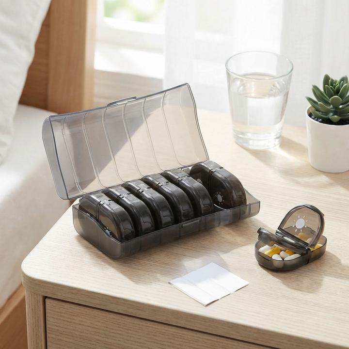Produktbild Ideoon Medikamentenbox 7 Tage - Pillendose 7 Tage 2 Fächer Morgens Abends - Tablettenbox für eine Woche