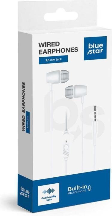 Actual product image BlueStar Wired headphones Blue Star BLUE STAR wire earphones Jack 3,5 mm with microphone PA-E67 1,2 m white (Cable)