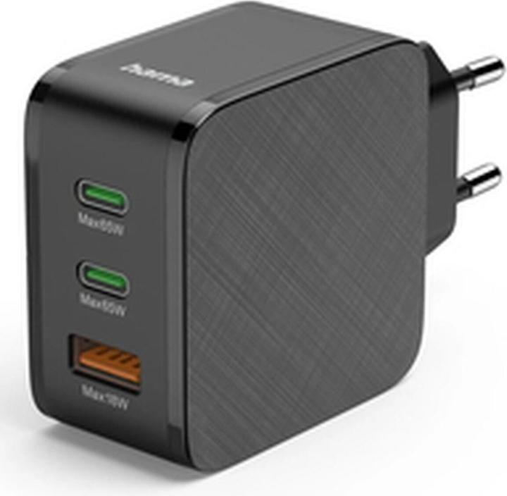 Hama Schnellladegerät, 2x USB-C, 1x USB-A, PD, 65 W, Schwarz (65 W, 3 porte)