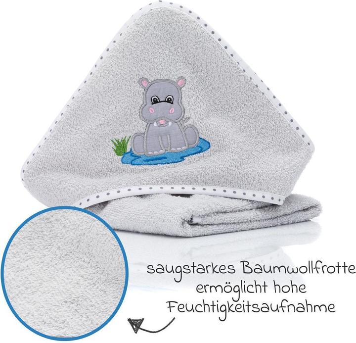 Produktbild Fillikid Kapuzenbadetücher & Handtücher Kapuzentuch mit Nilpferdmotiv auf der Kapuze