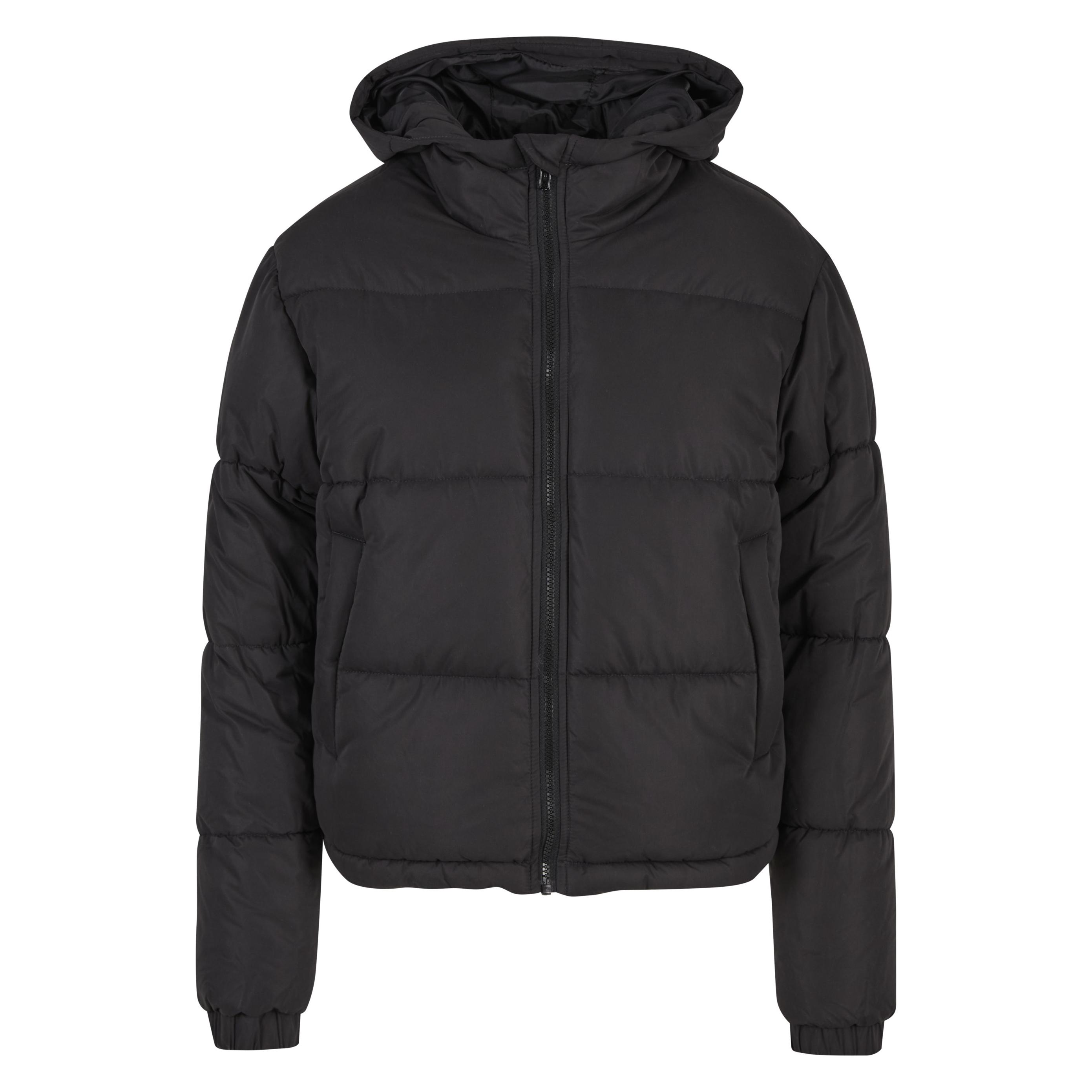 Urban Classics, Damen, Winterjacken, Ladies Peached Puffer Jacket With Hood Black S, Schwarz