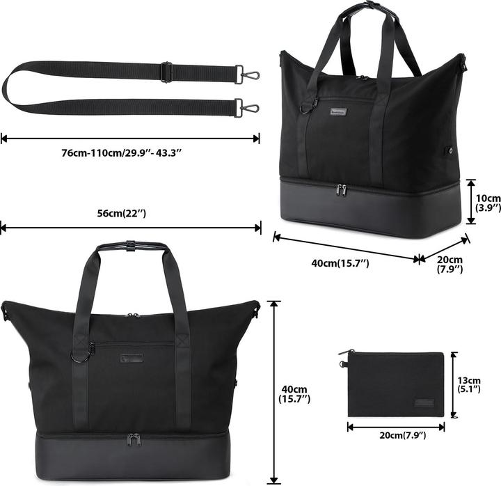 Produktbild Only-Bags.Store Travel Duffel Bags, wasserdichte Sporttasche Übernachtungstasche Handgepäck Tasche (45 l)