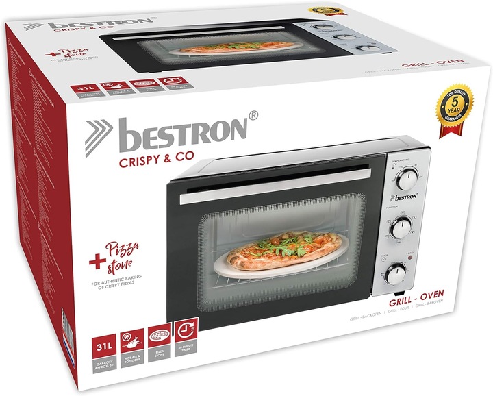 Image du produit Bestron Four gril avec tournebroche, pierre à pizza et fonction chaleur tournante