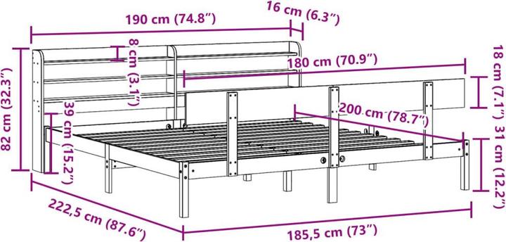 Produktbild vidaXL Bettrahmen (180 x 200 cm)