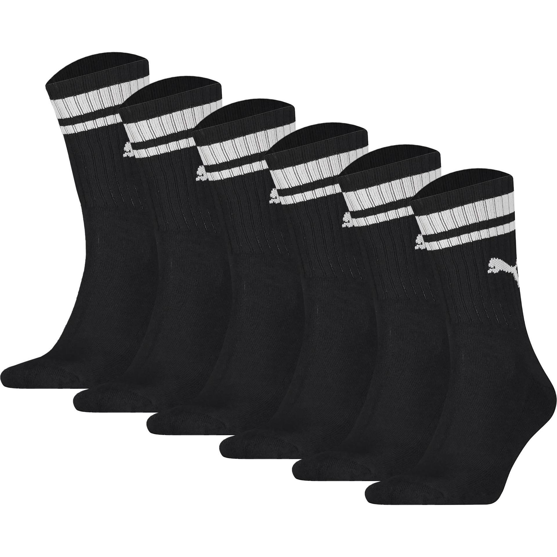 Puma, Herren, Socken, Crew Heritage Stripe Unisex, Schwarz, (6er Pack, 43 - 46)