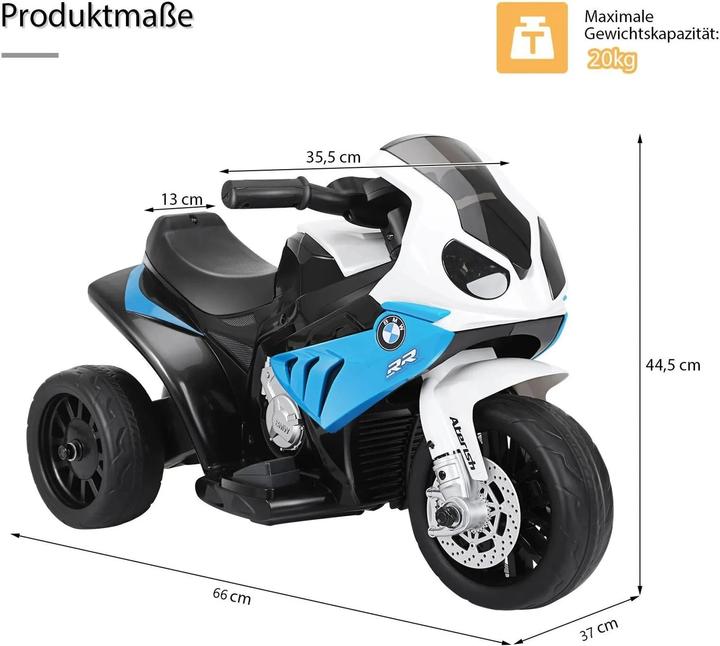 Immagine prodotto Homcom Kinder Elektro Motorrad mit Licht- und Soundeffekte BMW S1000 RR blau (6 V)