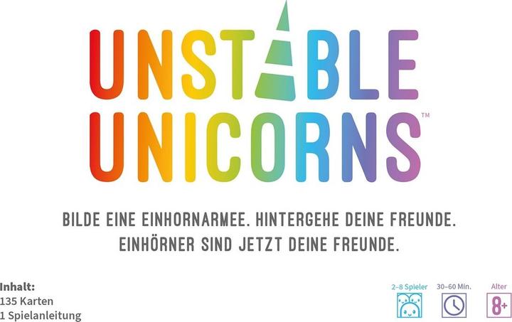 Immagine prodotto Asmodée TTUD0001 - Unstable Unicorns - Gioco di carte, per 2-8 giocatori, da 8 anni (DE Edition) (Tedesco)