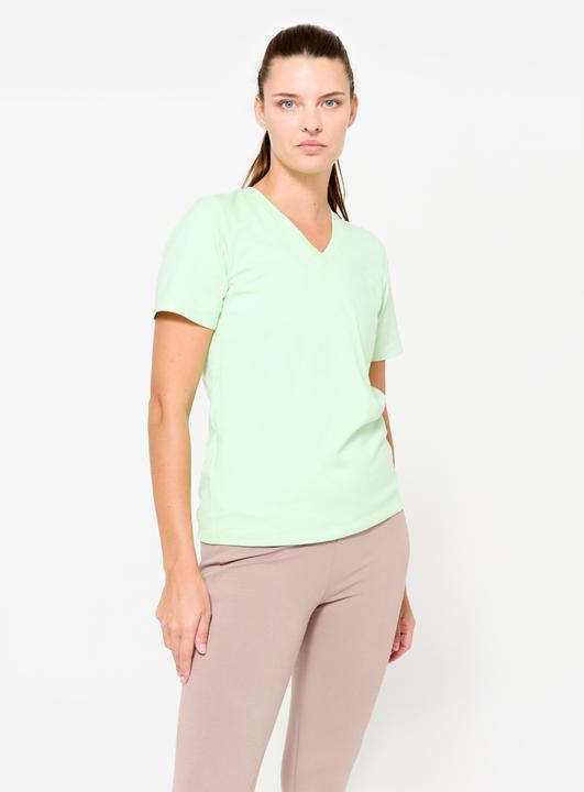 Domyos Women's V-Neck Cotton Fitness T-Shirt - Sorbet Green (S)