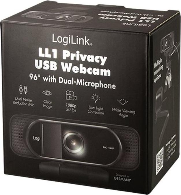 Produktbild LogiLink Webcam 1080p FHD Webcam + Mikrofon Privacy 96° (2 Mpx)