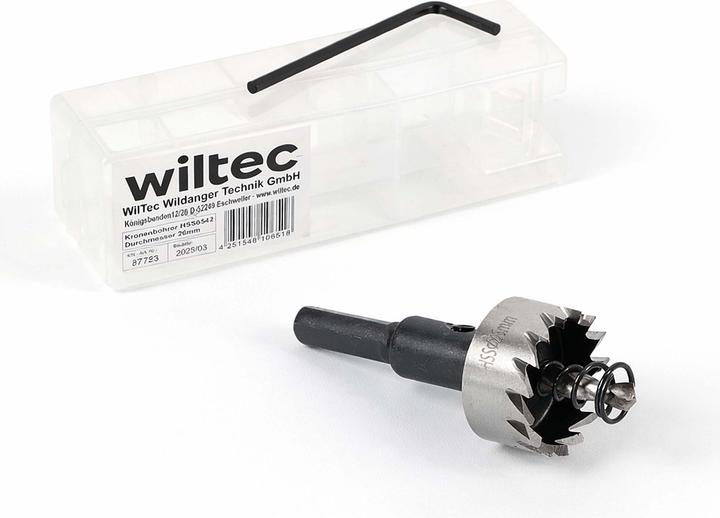 Produktbild Wiltec Lochbohrer Durchmesser 26mm Lochsäge Kronenbohrer Bohrkrone HSS6542 Stahl (26 mm)