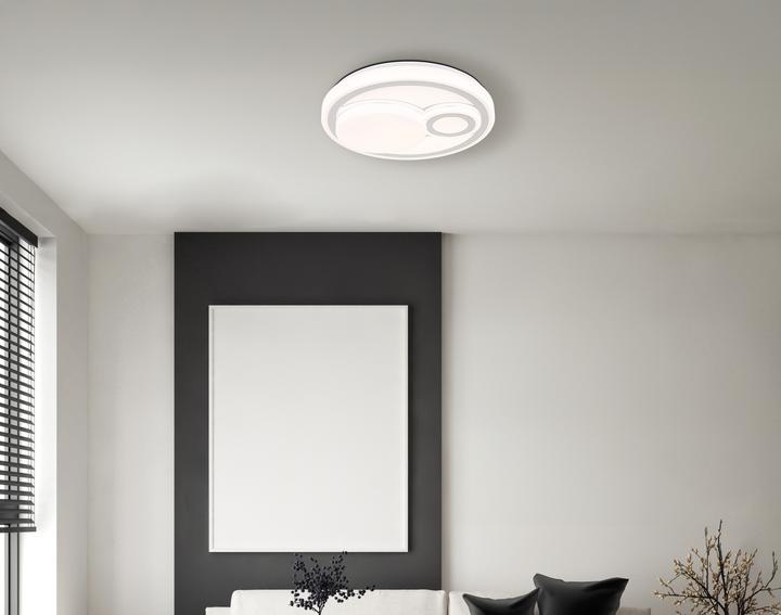 Actual product image Globo Ruiz LED Deckenleuchte 24W CCT Weiss Matt, Metall Memoryfunktion Ø38cm 48473