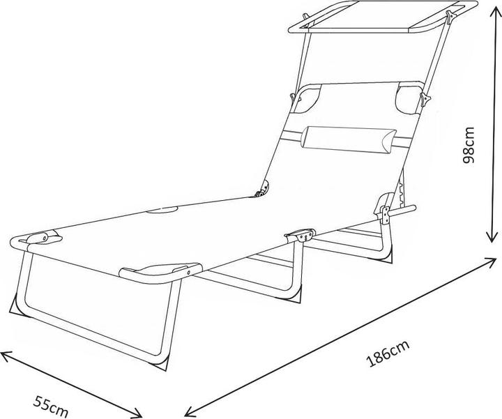 Produktbild VCM Sonnenliege Liegestuhl Gartenliege Dach (185 cm)