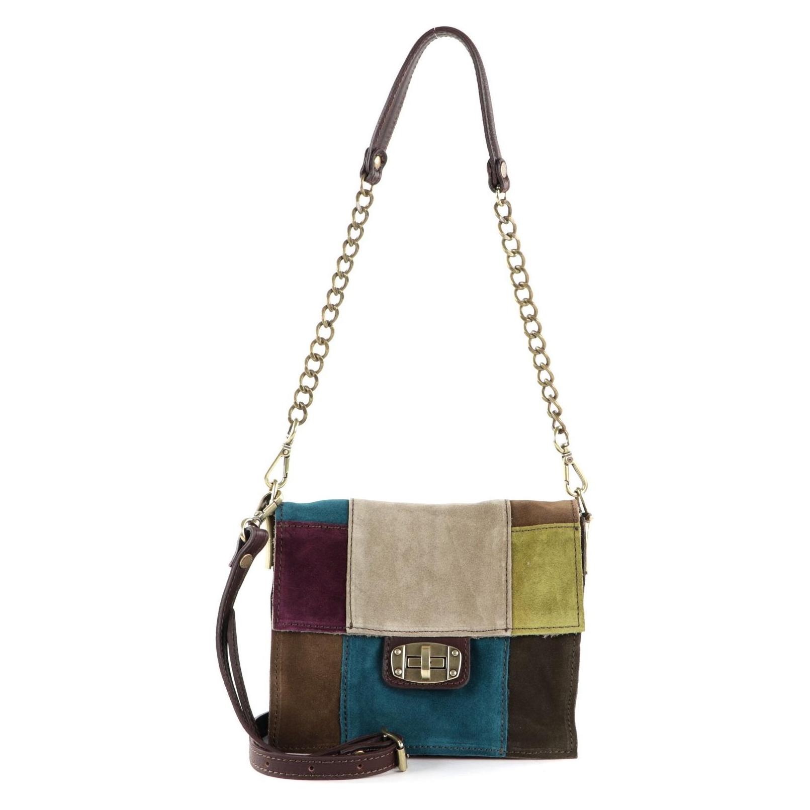 Caterina Lucchi, Damen, Handtasche, Angelika Kauffman Shoulder Bag, Blau, Grün, Violett, Mehrfarbig, Beige