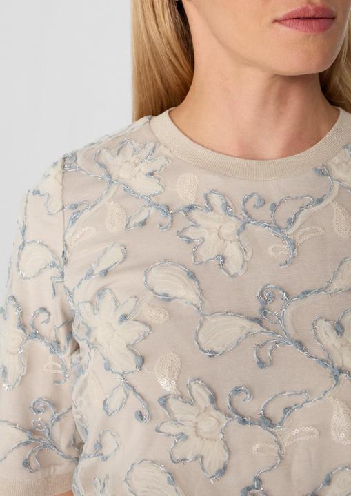 Immagine prodotto Comma Bluse Kurzarmshirt mit Glitzergarn- und Paillettenapplikation (46)