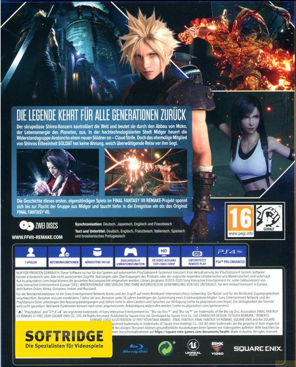 Immagine prodotto Square Enix Final Fantasy VII HD remake (PS4, DE)