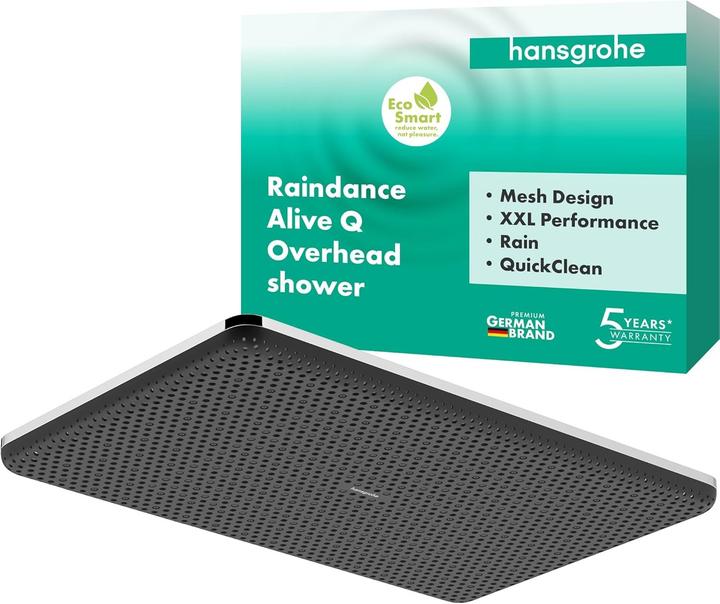 Actual product image hansgrohe Raindance Alive EcoSmart Water-Saving Rain Shower Head with Anti-Limescale Function (2 Beam types, 8 l/min)