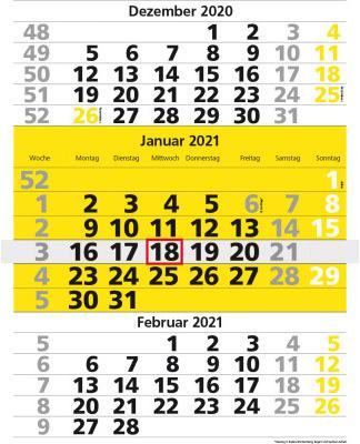 Produktbild Simplex 3-Monats-Wandkalender (A3)