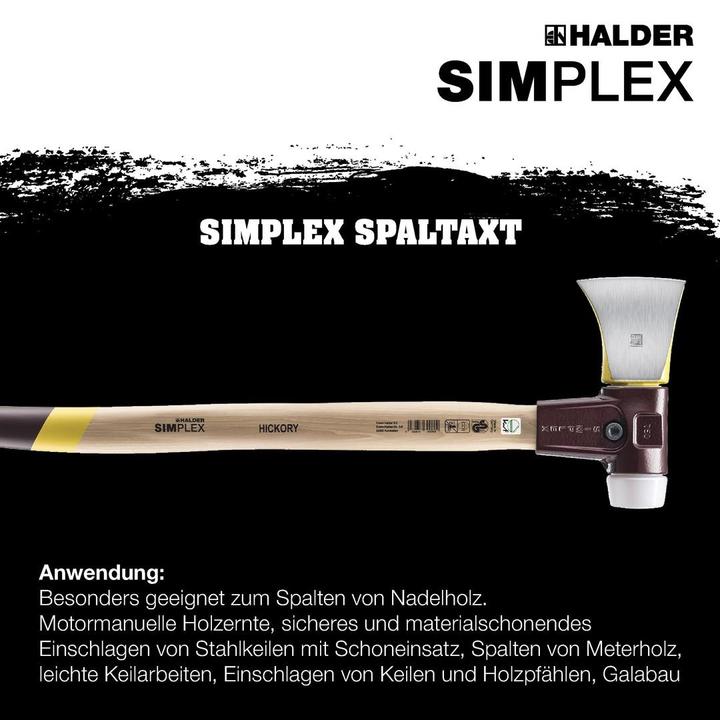Produktbild Halder Spaltaxt/Schonhammer Superplastik Simplex Ø 50 mm, Hickorystiel & Stahlguss Gehäuse