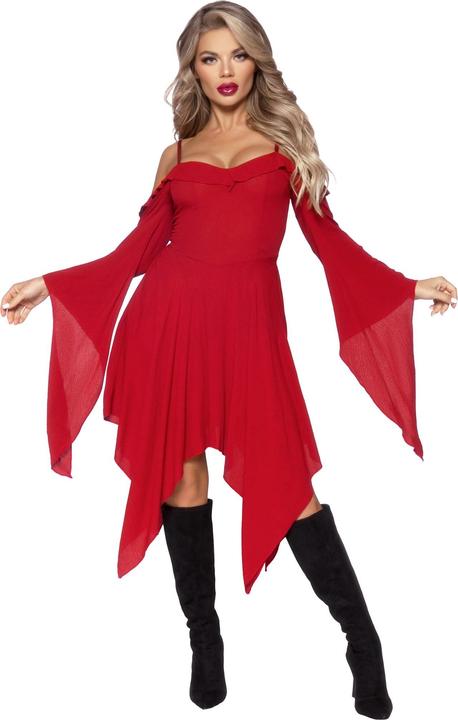 Produktbild Leg Avenue Dunkelrotes Trägerkleid mit Trompetenärmeln (L)