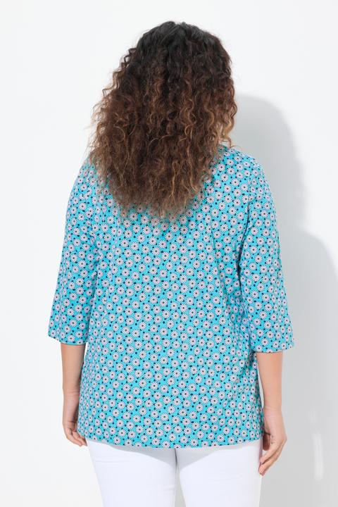 Produktbild Ulla Popken T-Shirt, Blüten, A-Linie, Zierfalten, Rundhals, 3/4-Arm (56)