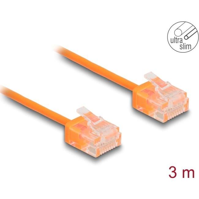 Delock RJ45 Netzwerkkabel Cat.6 UTP Ultra Slim 3 m orange mi (U/UTP, CAT6, 3 m), Netzwerkkabel