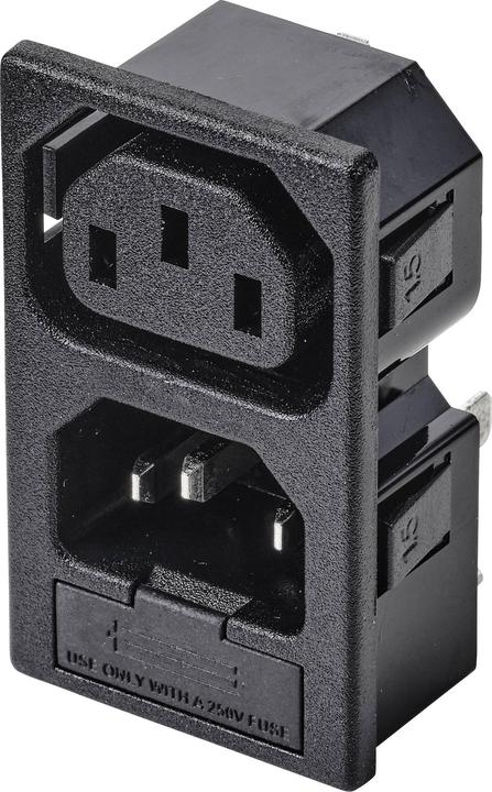 Actual product image Tru Components TC-10088388 IEC connector Socket, vertical installation, plug, vertical installation 10 A Black