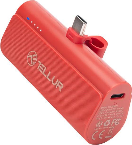 Actual product image Tellur PD202 Powerbank 5000mAh red (5000 mAh, 18.50 Wh)