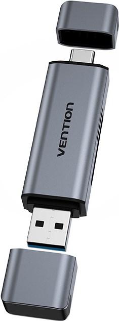 Actual product image Vention 2-in-1 USB 3.0 A+C card reader - grey (USB-C 3.2 Gen 1)