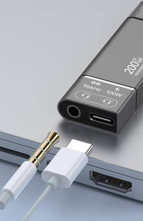 Actual product image PowerGuard 4-in-1 USB-C to V30 MicroSD TF Cardreader Audio & PD Charge (USB-C)