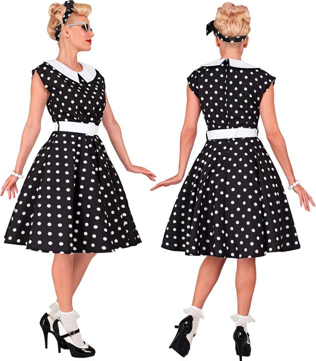 Image du produit Widmann MODE ROCK'N'ROLL DES ANNÉES 50 NOIR (robe avec jupon, ceinture, serre-tête), S (S)