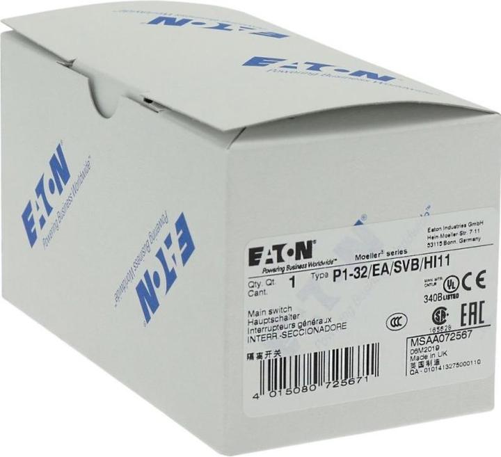 Produktbild Eaton Hauptschalter P1-32/EA/SVB/HI11 Einbau