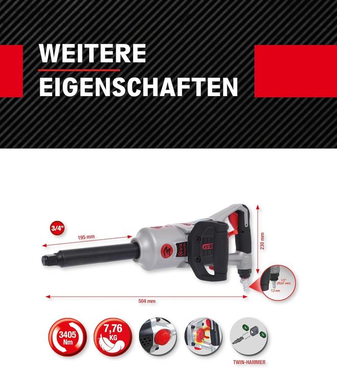 Immagine prodotto KS Tools Avvitatore ad aria compressa ad alte prestazioni 3/4" superMONSTER, 3405 Nm, L 504 mm