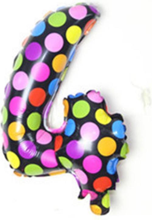 Cover-Discount Number balloon colourful dotted number 4 (1x)