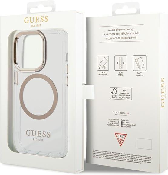 Immagine prodotto Guess custodia per iPhone 15 6,1" GUHMP15SHTRMD oro HC Magsafe Metal Outline (Apple iPhone 15)