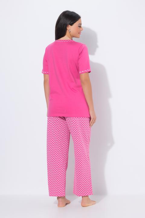 Produktbild Ulla Popken Pyjama, gemustert, Rundhals, Halbarm, Taschen (50, 52)