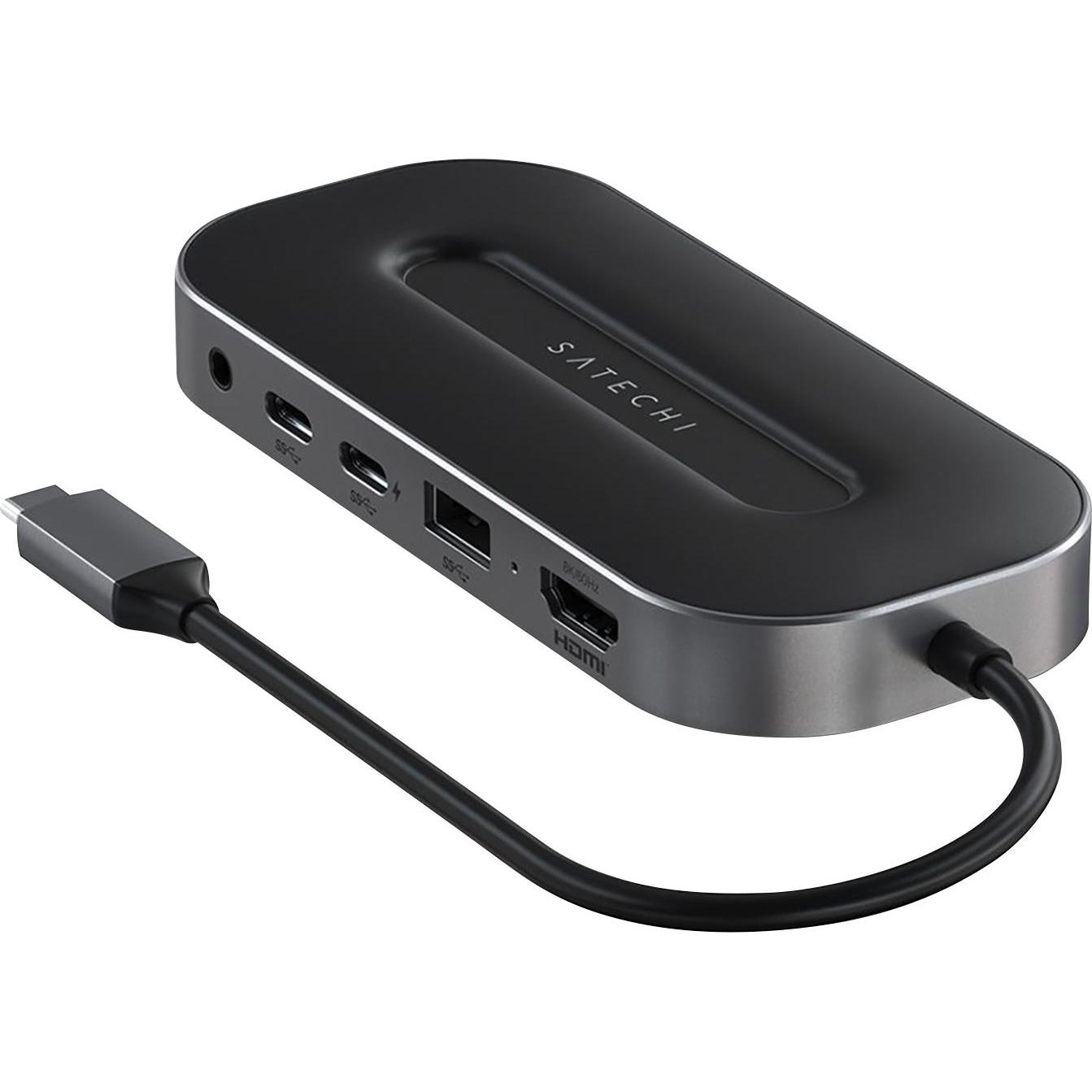 Satechi ST-U4MGEM (USB-C, 7 Ports), Dockingstation + USB Hub, Schwarz