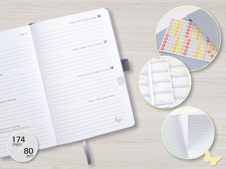Image du produit Jolie Agenda Feel 2026 J6406 1W/2S light lilac ML A6 (Allemand, Français, Néerlandais, Anglais)