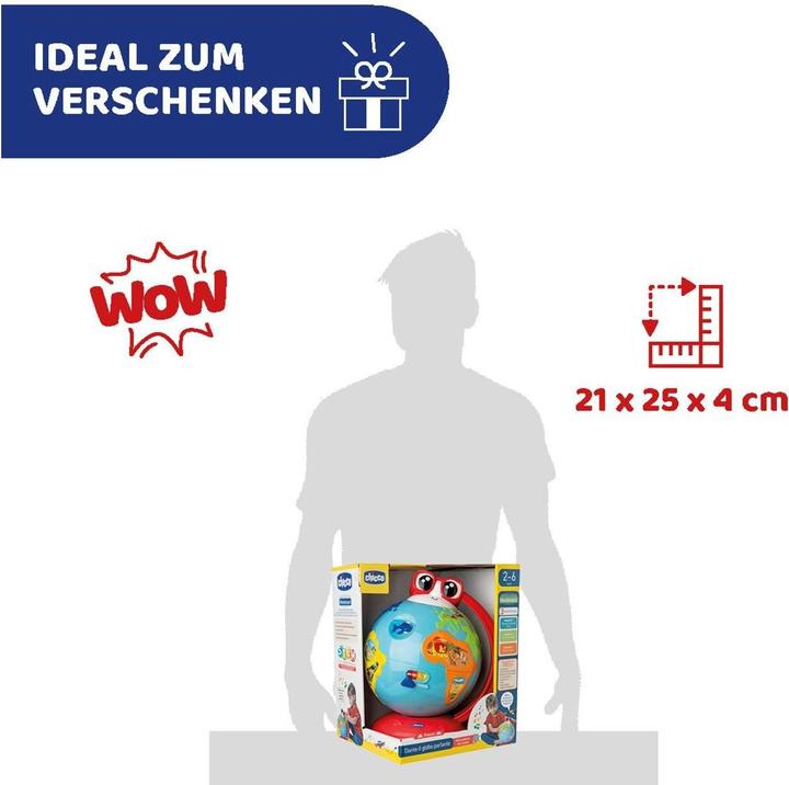 Actual product image Chicco Edu Globe, educational German-speaking globe, for learning geography, music, knowledge (German)