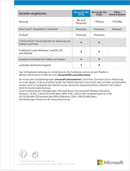 Produktbild Microsoft 365 Family Deutsch (6 User, 12 Monate)