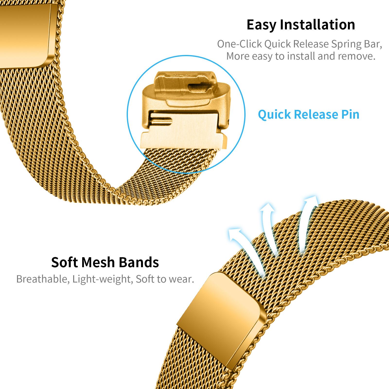 Thumbnail - Strap-it Milanaise Armband (Edelstahl, Inspire 3), Uhrenarmband, Gold