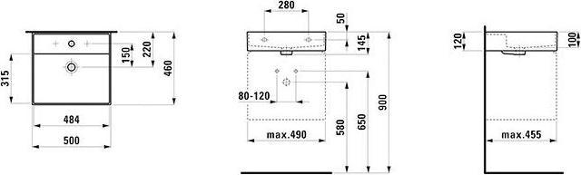 Actual product image Laufen Washbasin KARTELL 500x460mm ubaufä m ÜL 1 HL-Ausf. we ma (460 mm, 500 mm)