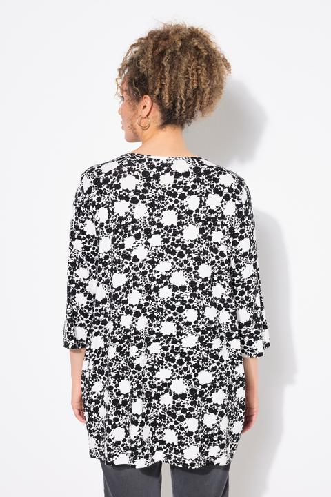 Produktbild Ulla Popken Shirt, Blüten, A-Linie, V-Ausschnitt, 3/4-Arm (42, 44)
